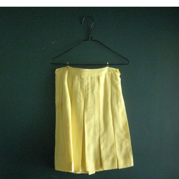 Vintage Girls Yellow & White Outfit w/ Blouse & Pleated Skirt, 1950's - Picture 3 of 5